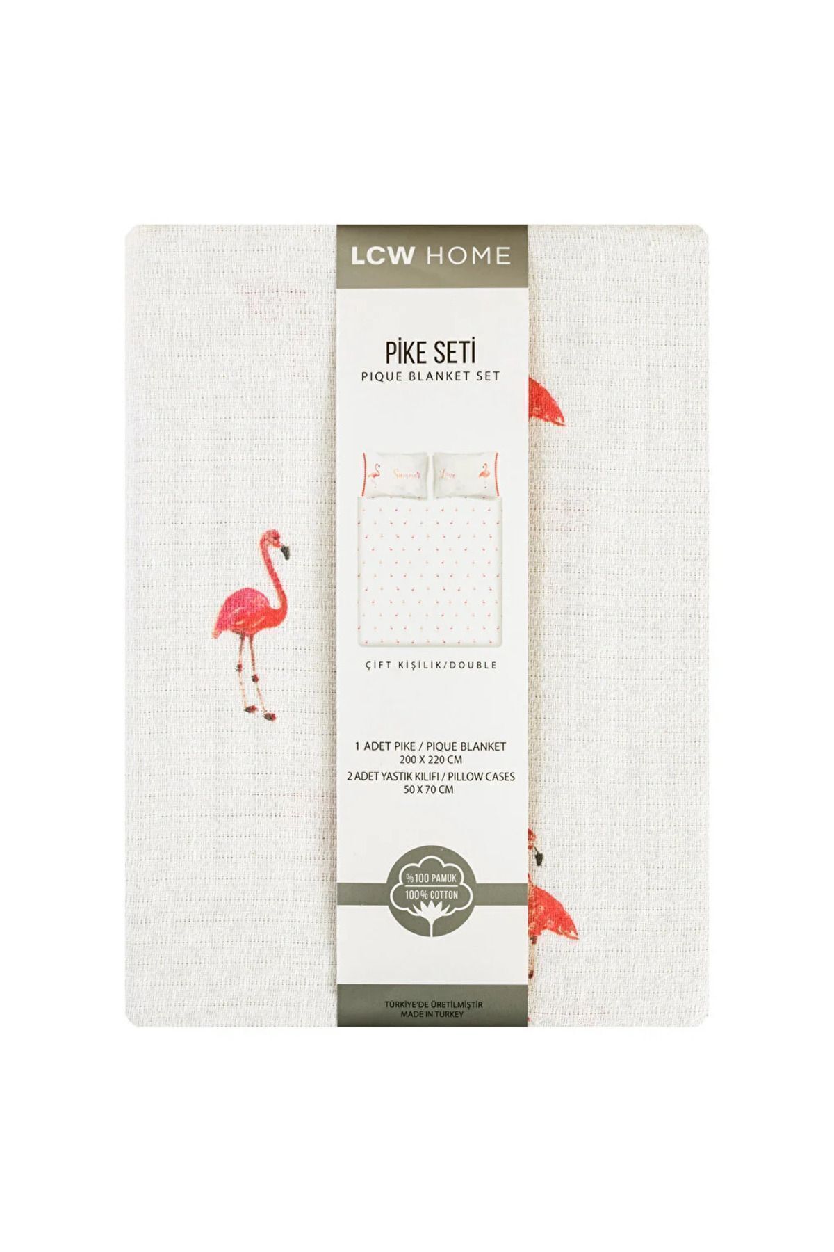 LC Waikiki-Set de știucă albă Lcw Home Pink Flamingo imprimat dublu (TRANSMISIBIL). 7