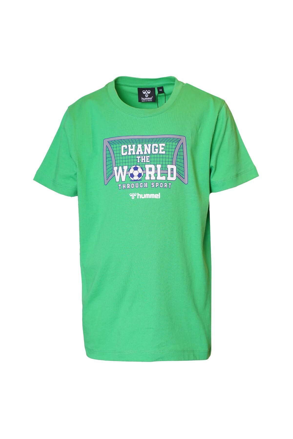 تی شرت سبز دخترانه و پسرانه بچگانه آستین کوتاه بچه ها R Shirt hummel