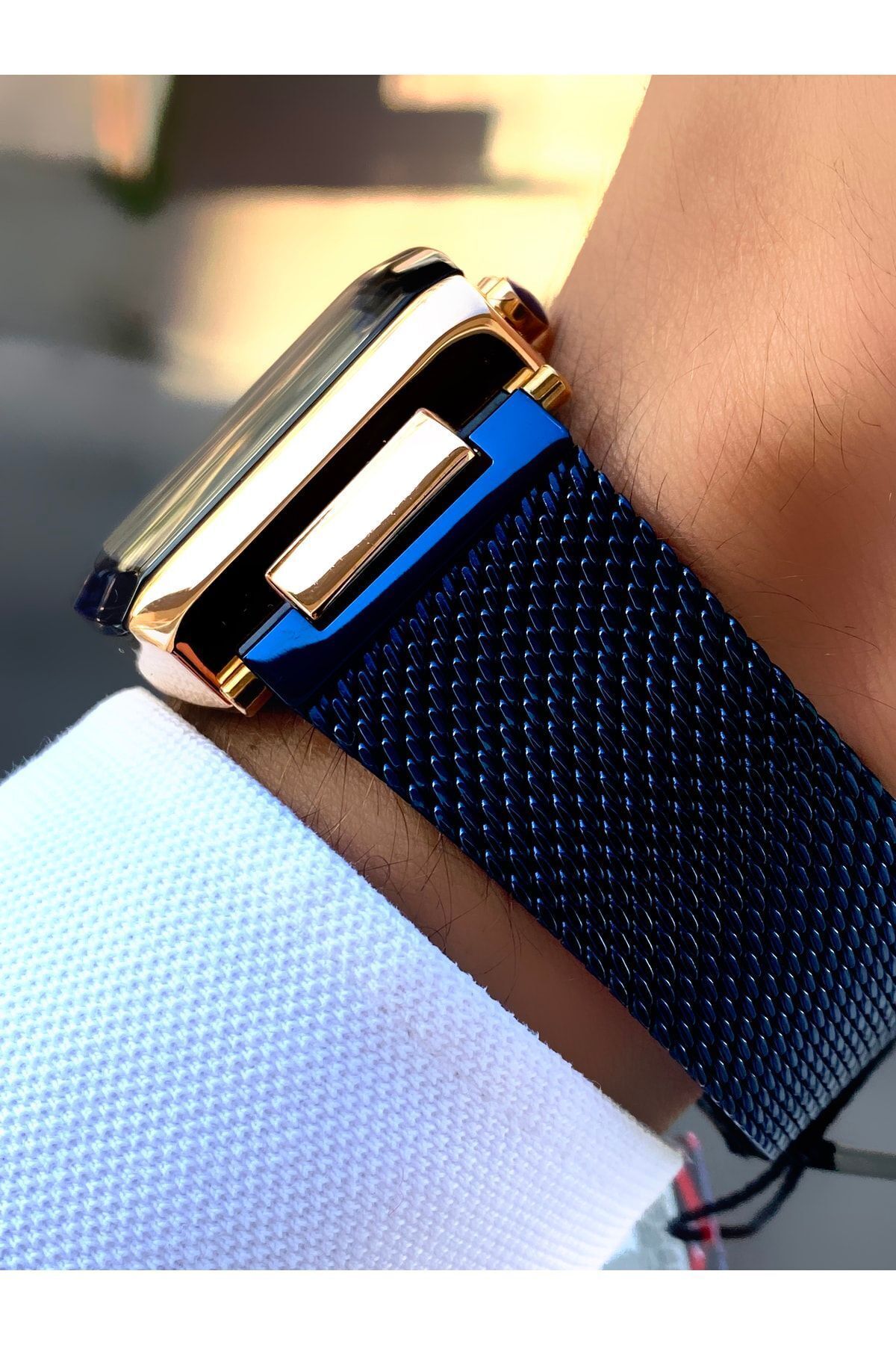 Reward  %100 Orijinal 24 Ay Garantili Özel Kare Lacivert Çelik Hasır Kordon Erkek Kol Saati - Görsel 6