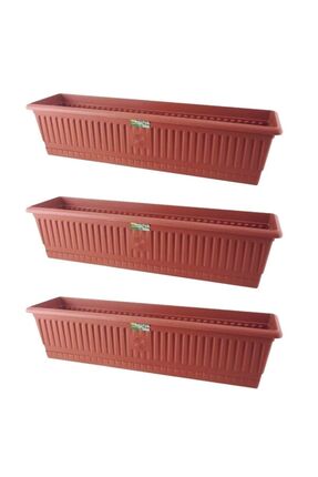 bimbambom Bahçe Balkon Saksı (13 Lt) 70 Cm, 3 Adet Uzun Balkon Saksı, Hak Saksı