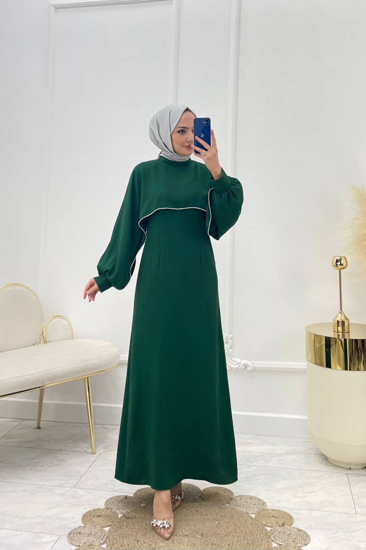 women's lycra stone detailed hijab dress NMS011