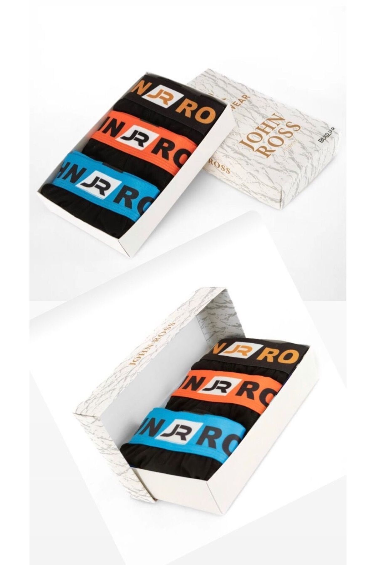 JOHN ROSS-3-Piece Boxer Set with Stripe Text Detail 2