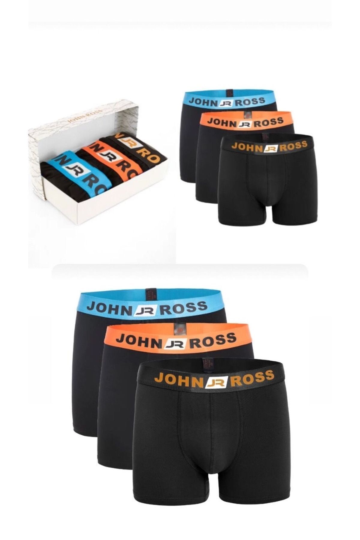 JOHN ROSS-3-Piece Boxer Set with Stripe Text Detail 1