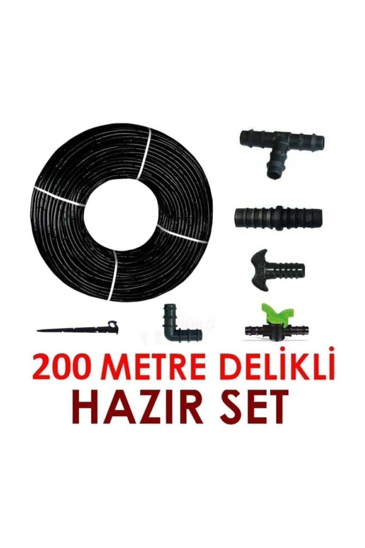 200 Metre Kendinden Delikli Damla Sulama Sistemi Ek Parçaları Damlama Borusu Hortumu Bahçe Ağaç Seti