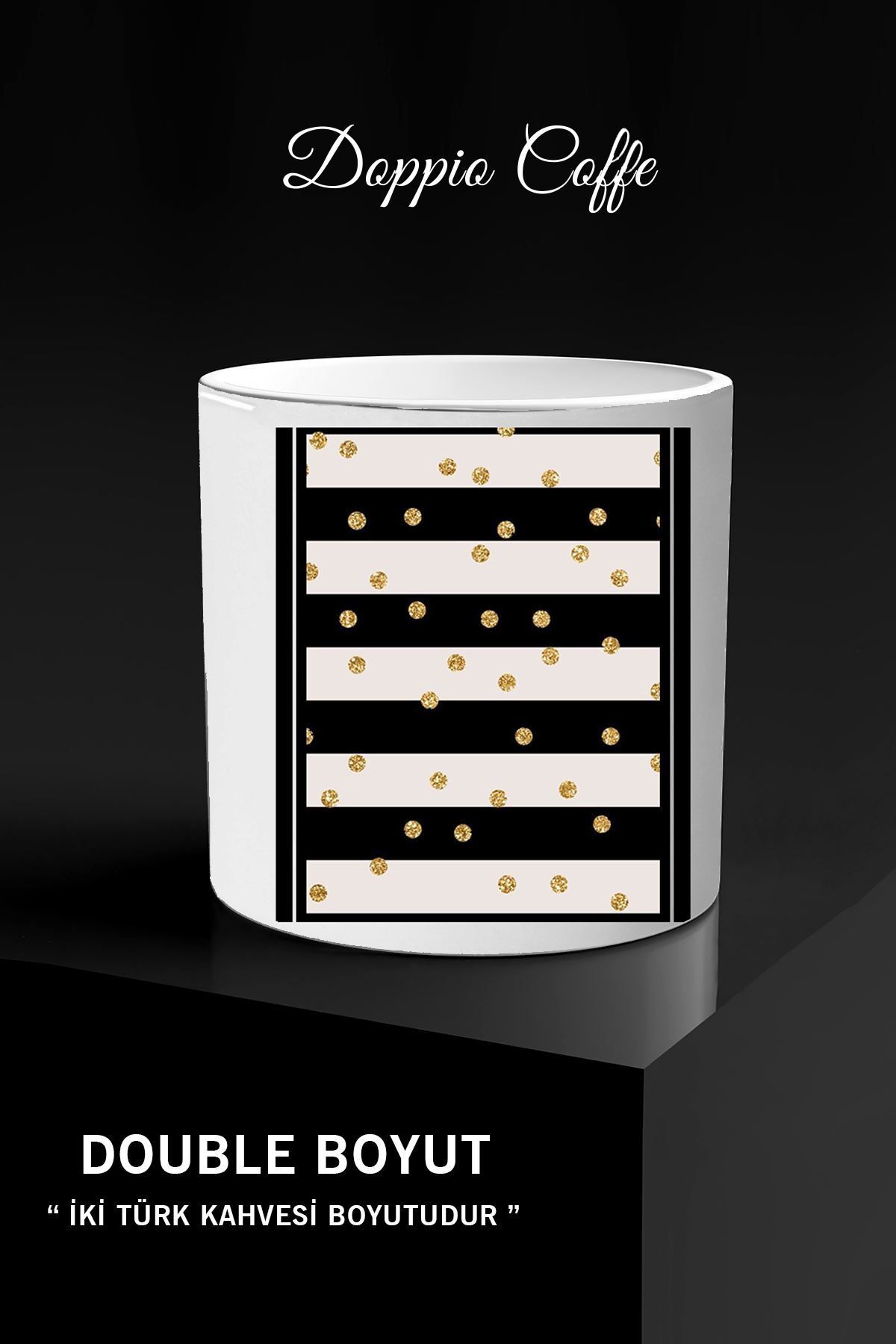 bymat-Handleless Mug with Reversible Horizontal Line Design - Doppio Coffee *by 252 1