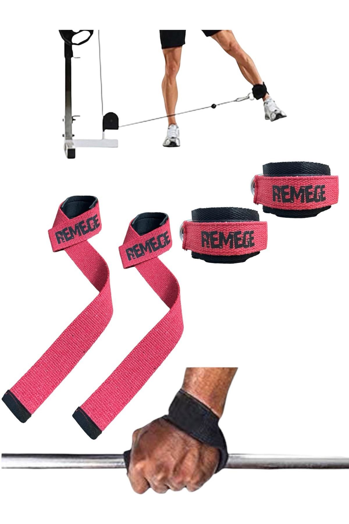 REMEGE Halter Ağırlık Kaldırma Kayışı Strap - D-Ring Fitness Reformer Crossfit Ayak Bilek Kayışı İkili Set