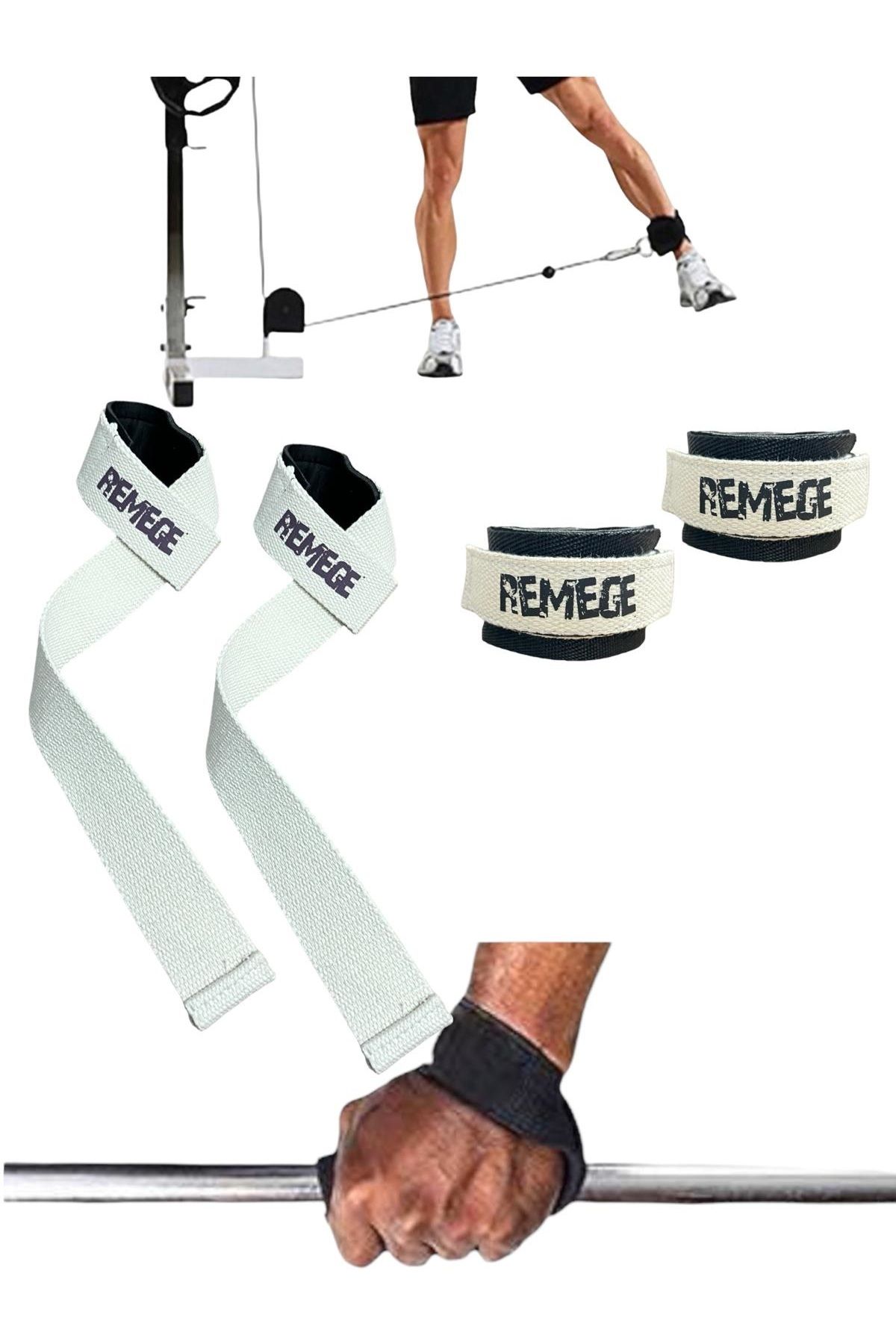 REMEGE Halter Ağırlık Kaldırma Kayışı Strap - D-Ring Fitness Reformer Crossfit Ayak Bilek Kayışı İkili Set