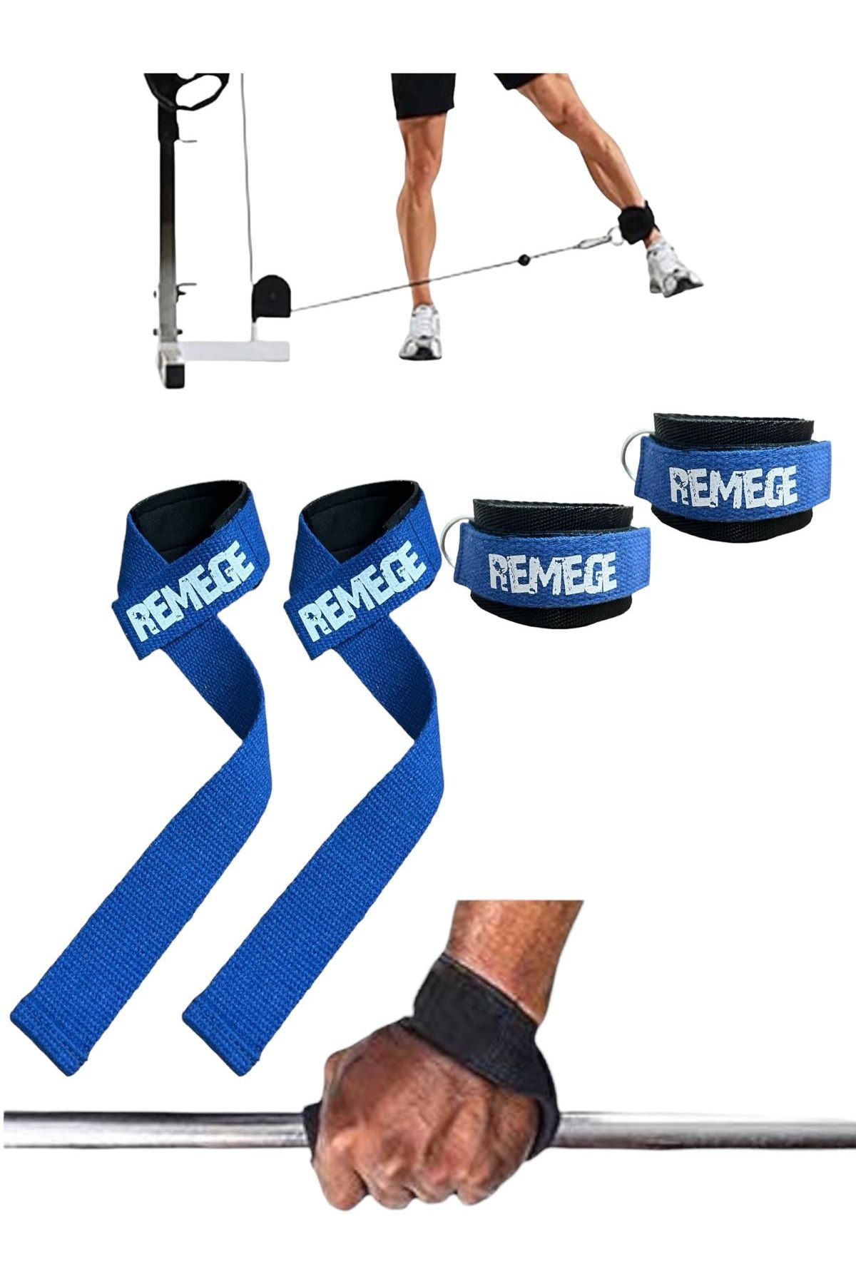 REMEGE Halter Ağırlık Kaldırma Kayışı Strap - D-Ring Fitness Reformer Crossfit Ayak Bilek Kayışı İkili Set