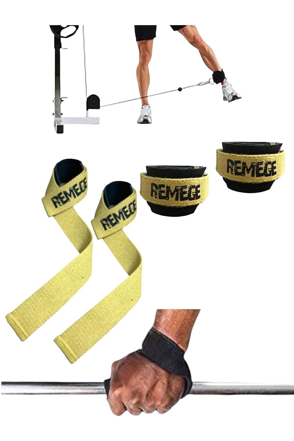 REMEGE Halter Ağırlık Kaldırma Kayışı Strap - D-Ring Fitness Reformer Crossfit Ayak Bilek Kayışı İkili Set