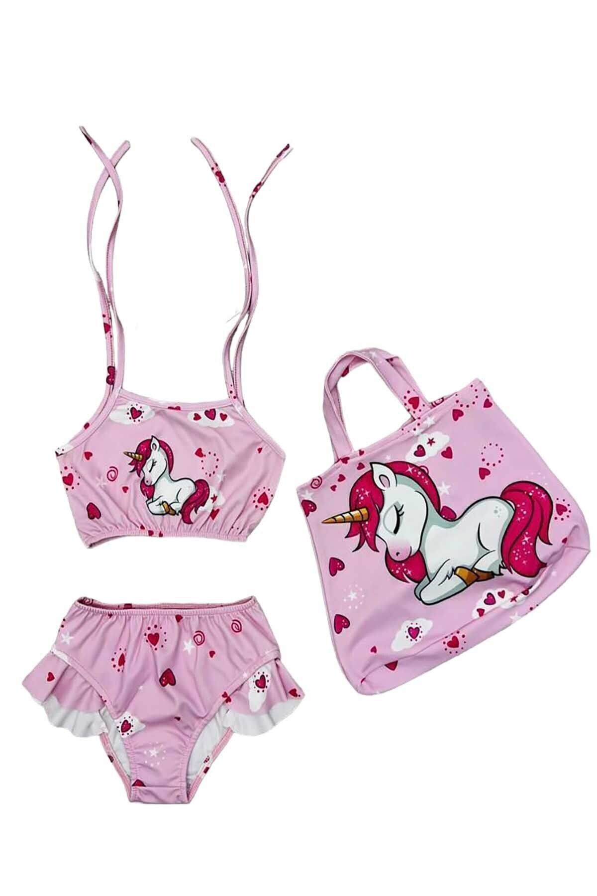 ÖYKÜ KİDS Top Imprimat - Set Bikini Geantă Și Volane Femeie - 7–8 years