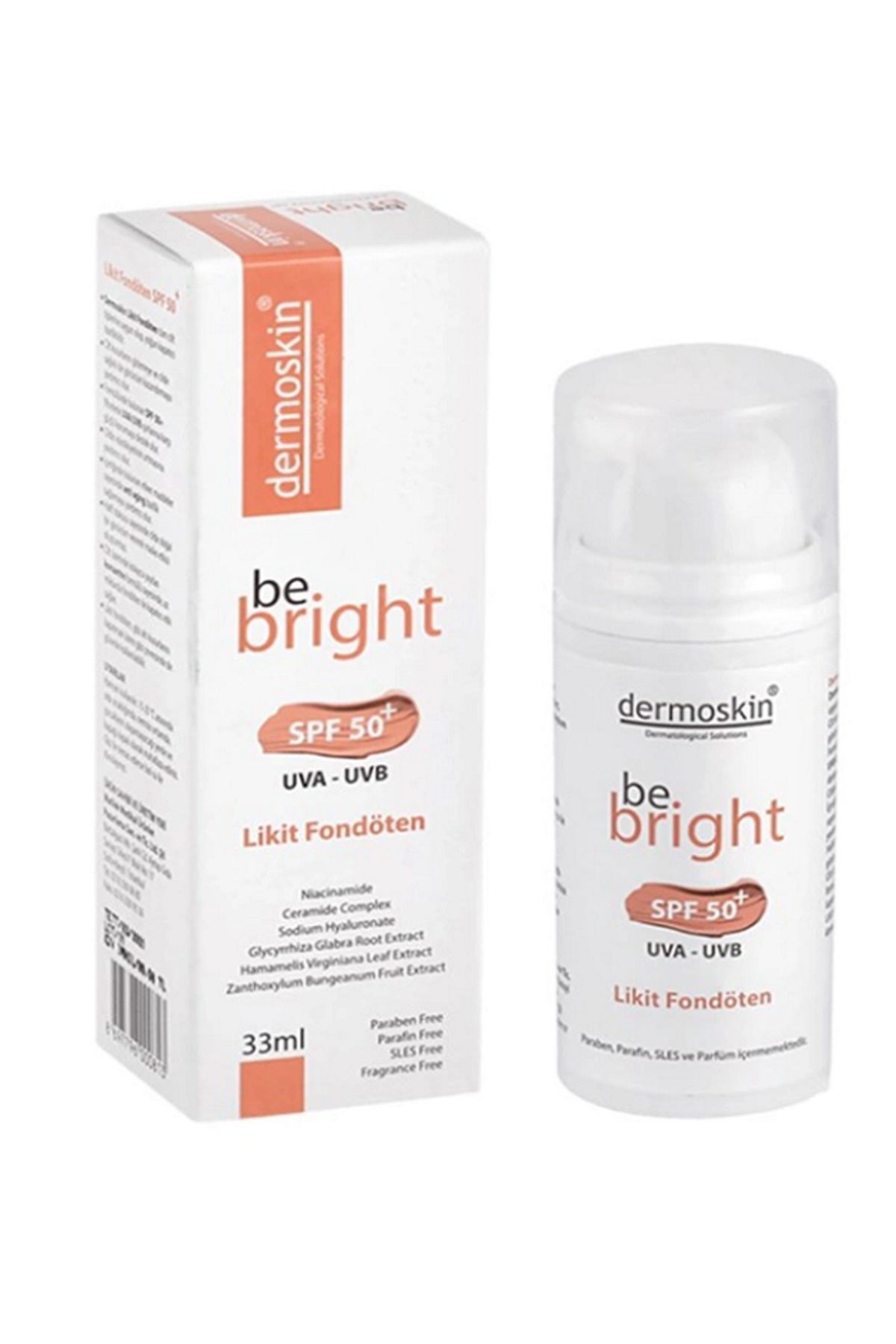فونداسیون مایع Light Be Bright Spf50+ که عیوب پوست را با ویژگی کانسیلر شدید خود پنهان می کند 33 میلی لیتر Dermoskin