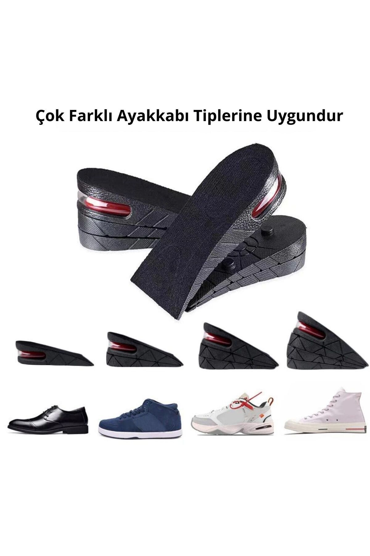 Hava Yastıklı, 3 Ve 4,5 Cm Eklemeli Boy Uzatan , Gizli Topuk Yükseltici, Boy Uzatıcı Tabanlık 7