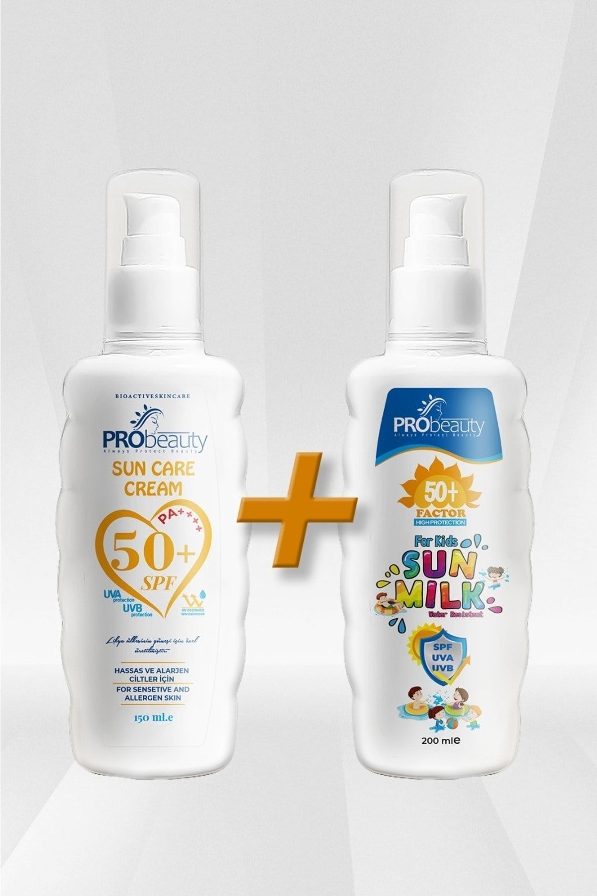 PRObeauty Yetişkin Ve Çocuk Güneş Kremi Seti Yüksek Korumalı Suya Dayanıklı Leke Karşıtı Uva Uvb Koruması