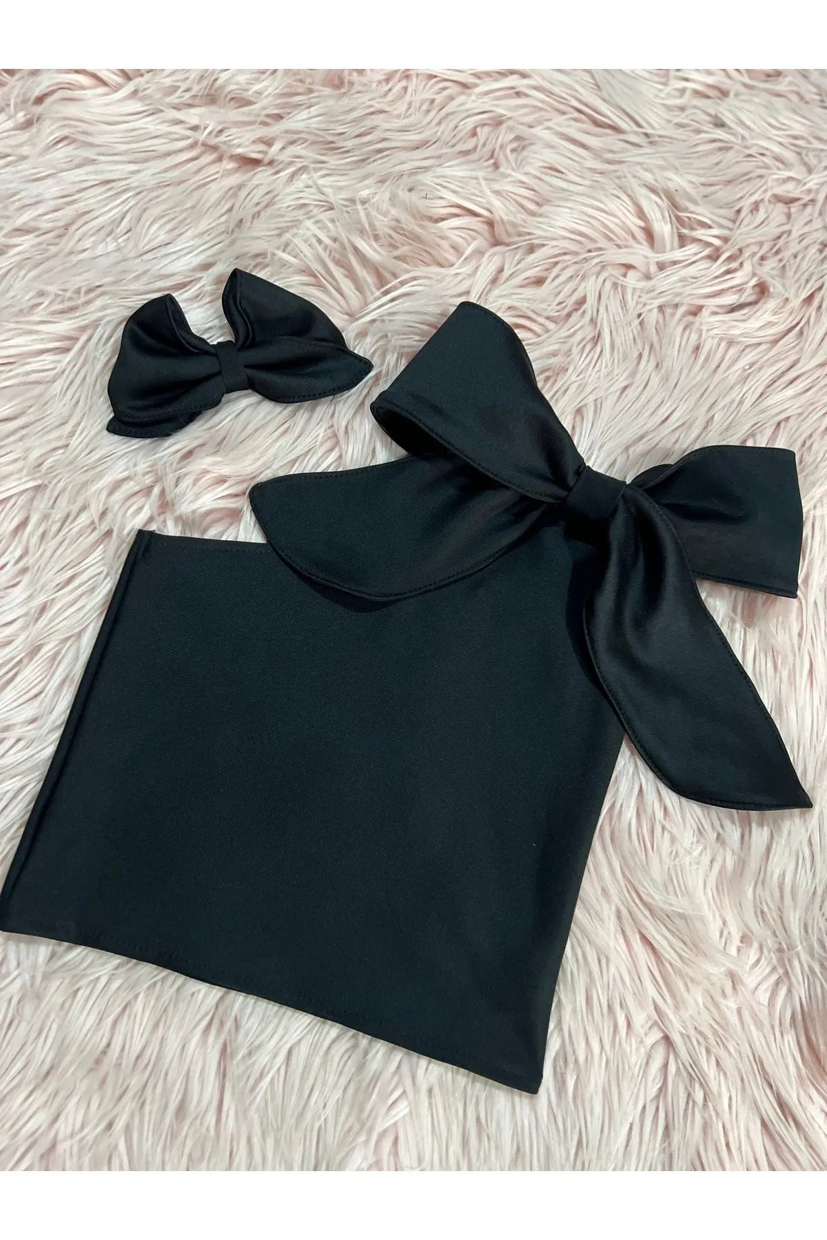 Girl Bow Detailed  One Shoulder  Crop Blouse