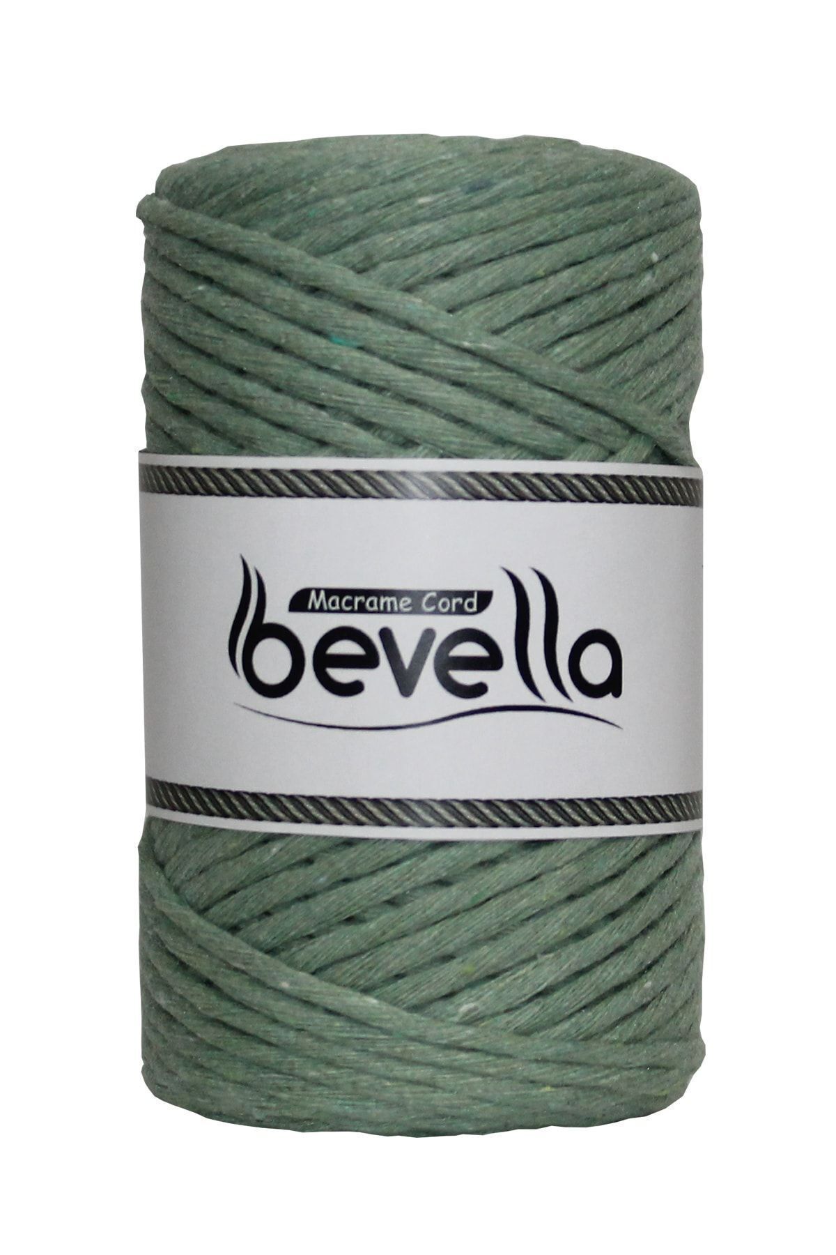 Bevella Macrame Cord-خيط مكرامية تاران 3 مم من القطن القابل للتشابك، خيط مكرامية فردي باللون الأخضر المنثول 3
