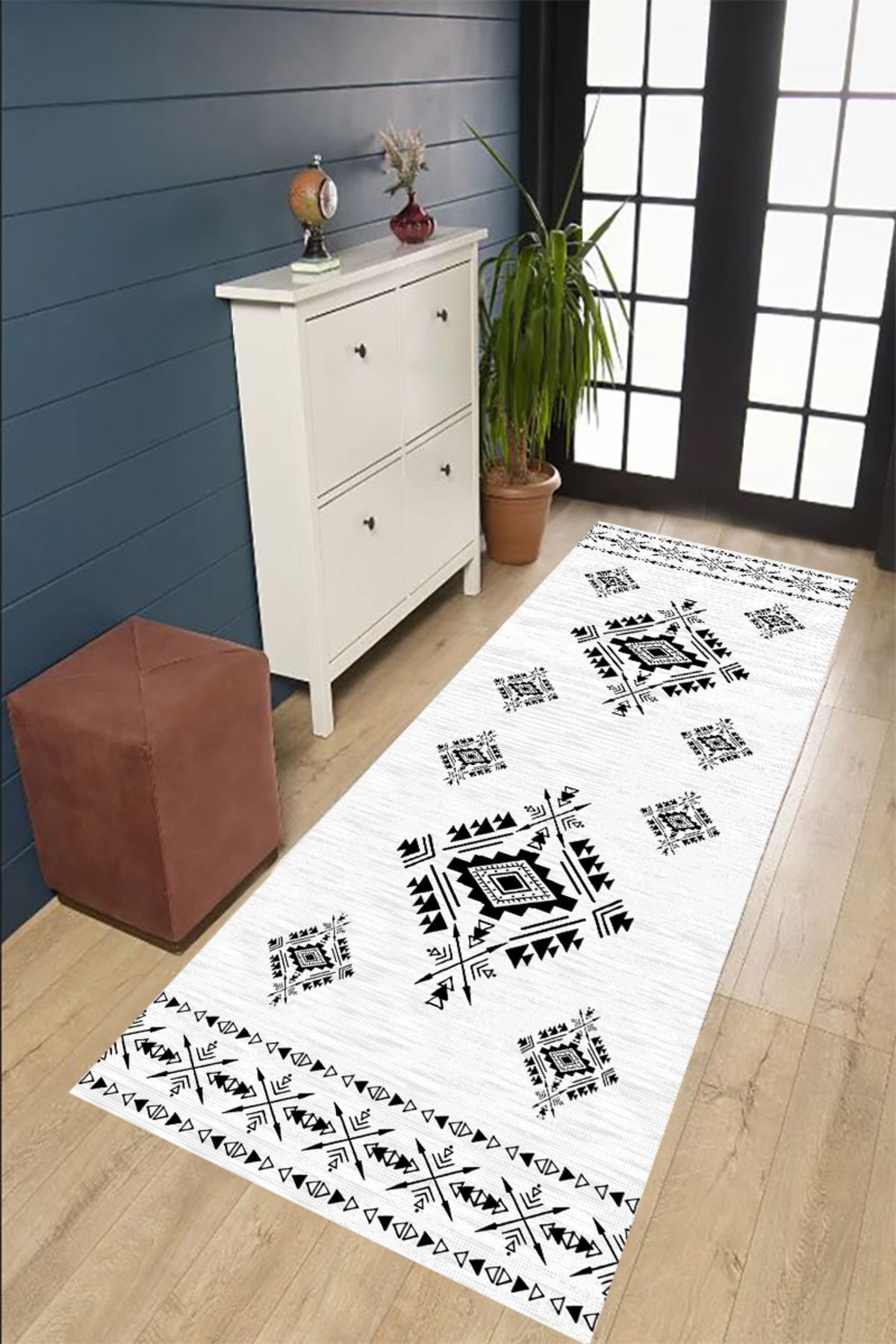 eco concept-Scandinavian Patterned - Thin Carpet with Runner and Non-Slip Base, Washable Decoration Carpet 5