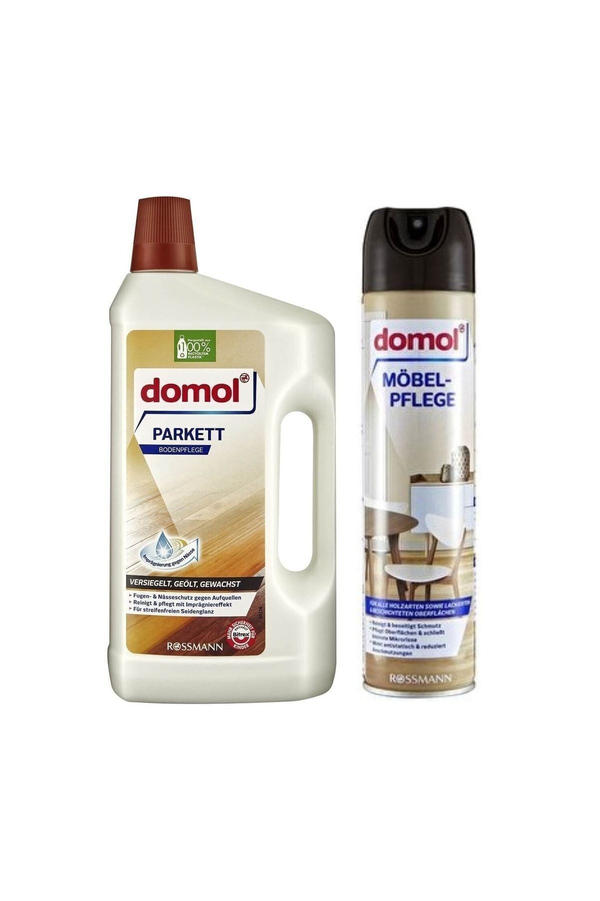 DOMOL Parke Bakım Ve Yüzey Temizleyici 1000 ml + Mobilya Bakım Spreyi 300 Ml Temizlik Seti
