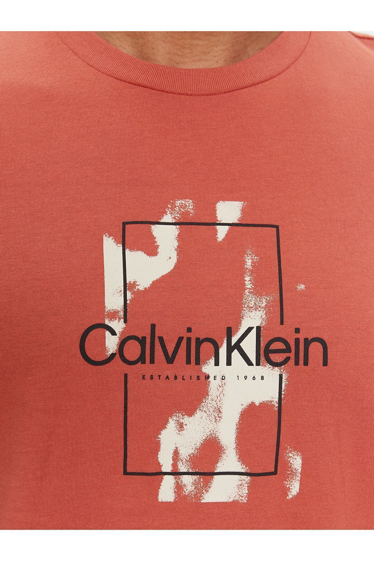 تی شرت نارنجی مردانه آرم برند آقایان روزانه از K10K112401 S0B استفاده کنید Calvin Klein