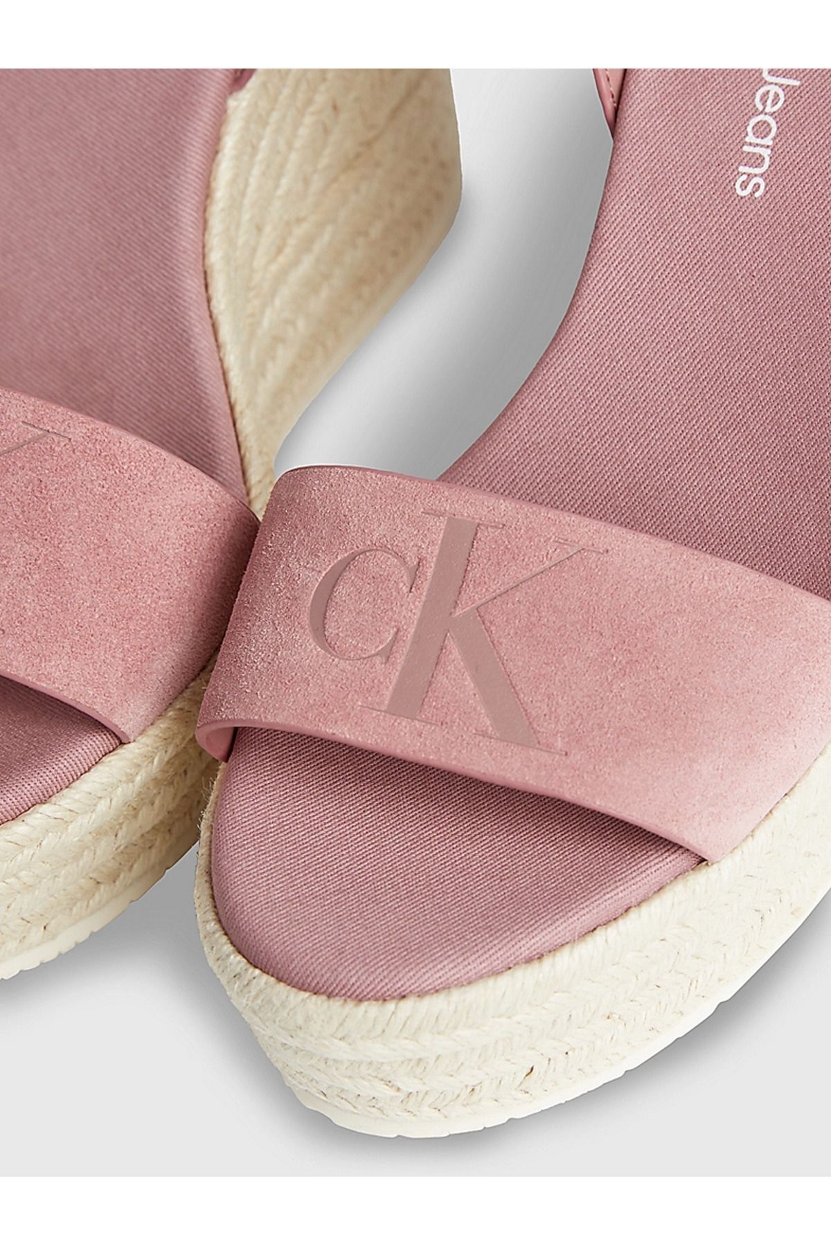 صندل صورتی زنانه چرم آرم روزانه از های yw0yw01026 tqy استفاده کنید Calvin Klein