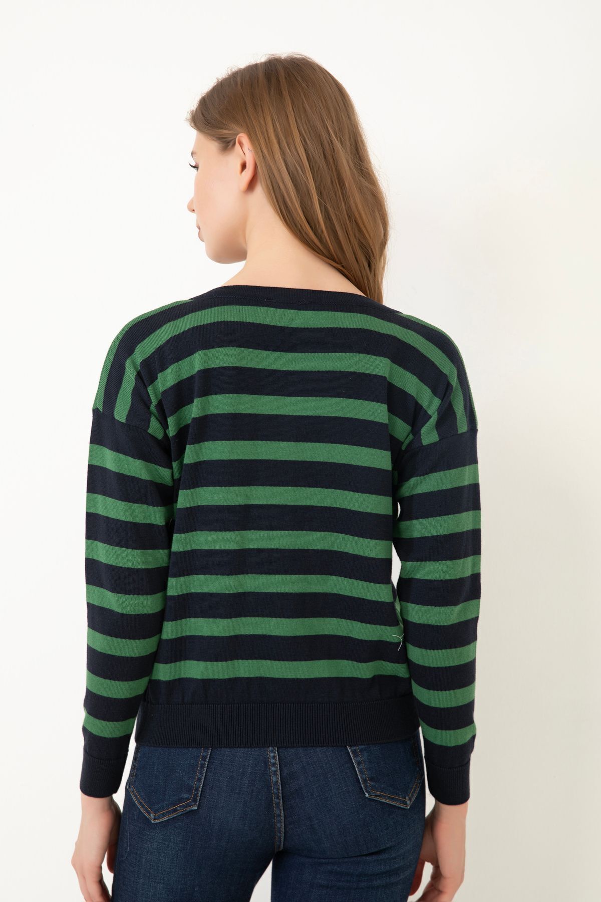 Give Way  Kadın Çizgili Triko Hırka (HEDİYE KUTULU) - Görsel 6