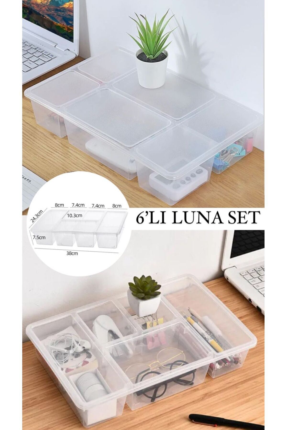 6Pcs Luna Lid Drawer Interior Organizer Jewelry And Makeup Box Pencil Glasses Organizer