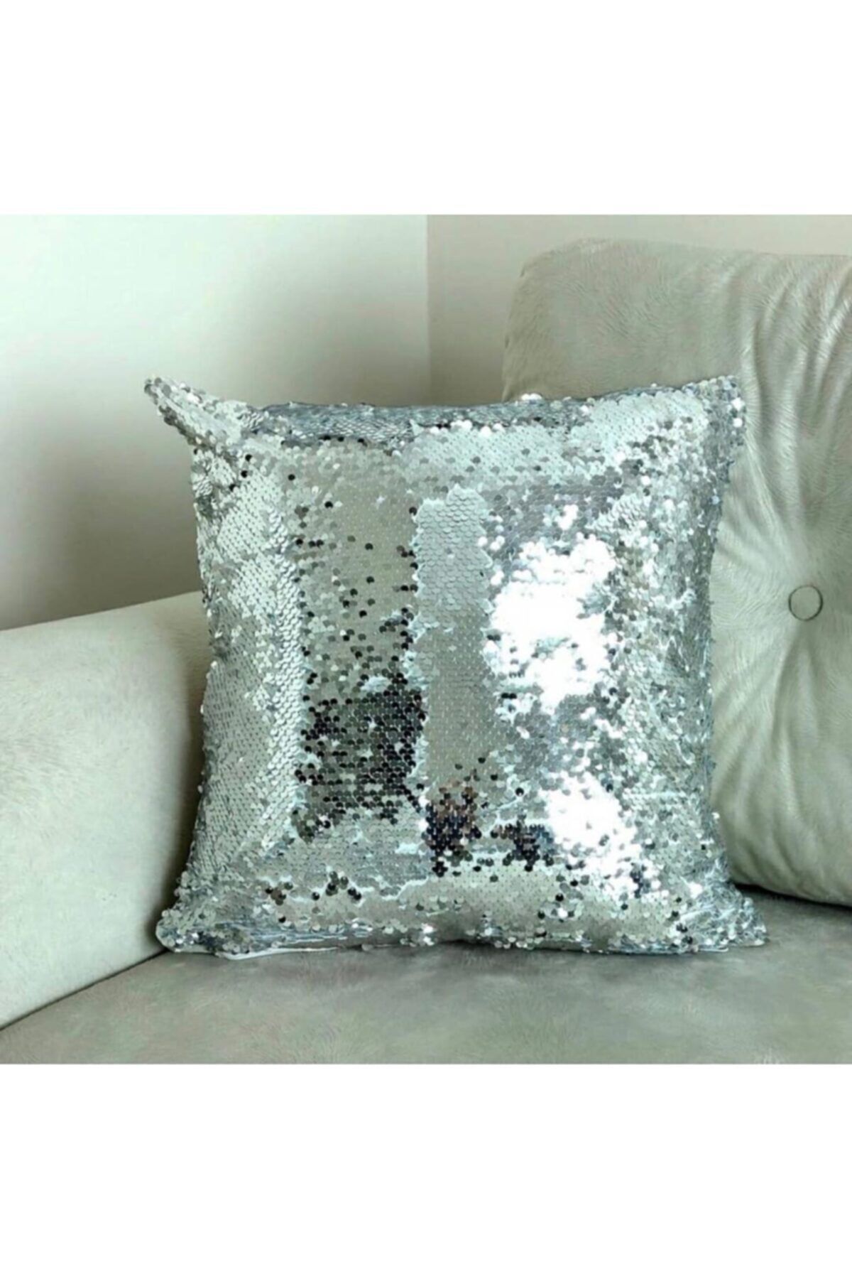 YILMAZHOME Sequin Sequined Throw Pillow Cover silver silver Trendyol