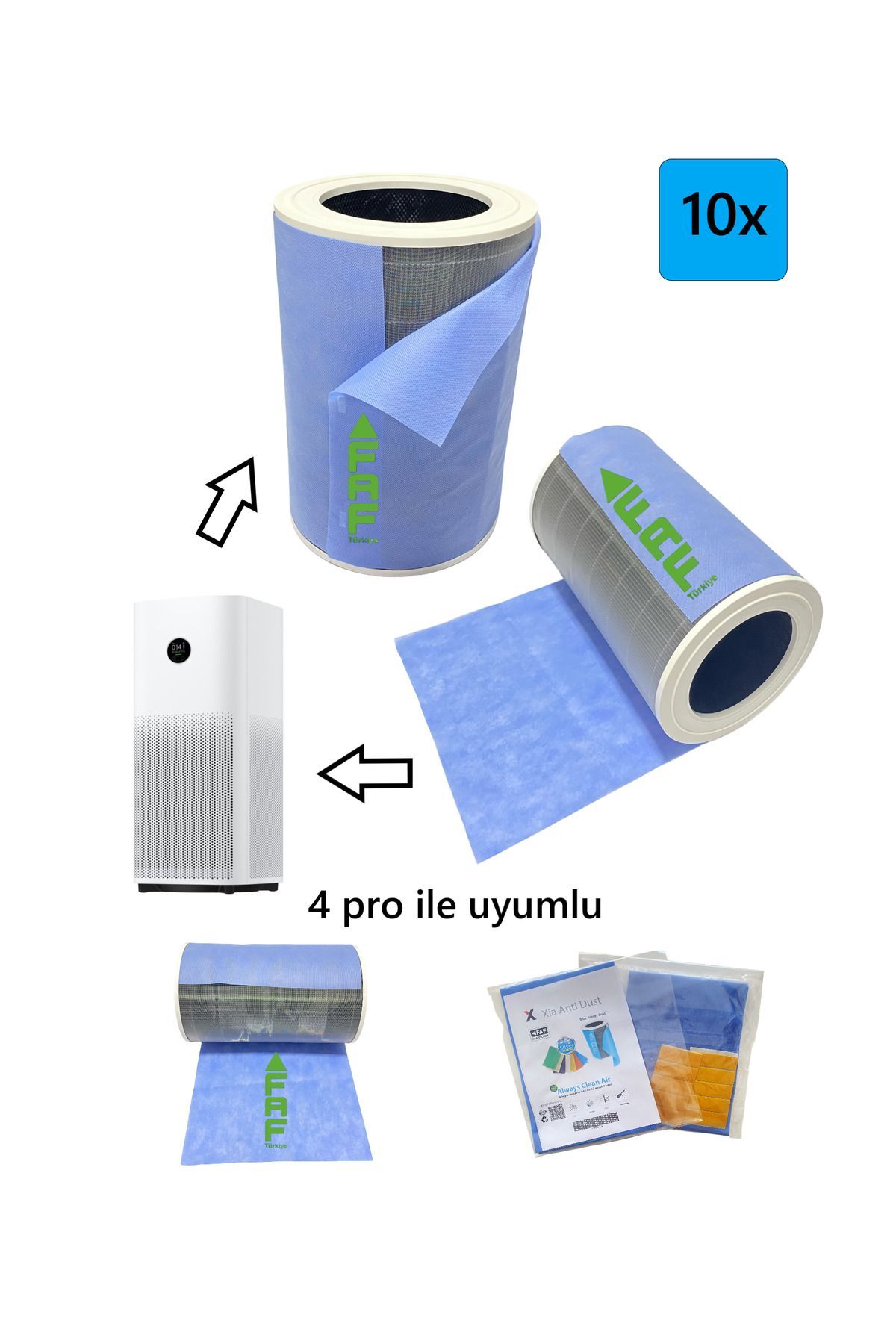 FAF FİLTRE Xiaomi Mi Air Purifier 4 Pro Için Toz Tutucu Filtre 10 Adet