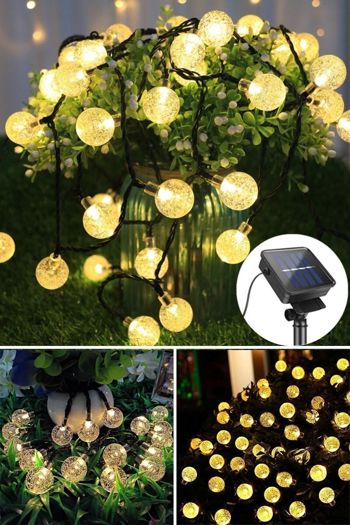 Solar Solar 50 Led 8 Mode Glass Crystal Ball 8 Meters Daylight Garden Lighting