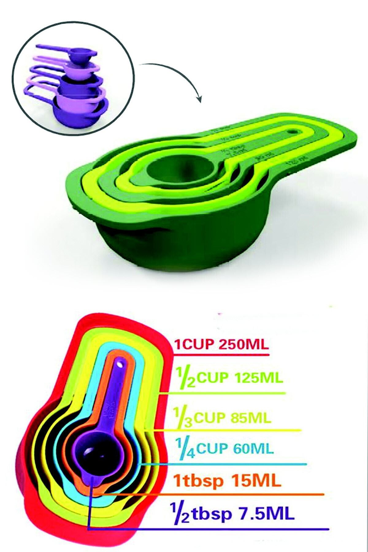 Buffer-Wow Practical Measuring Cup Set of 5 2