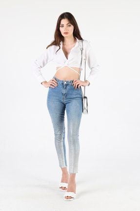 Kadın Beyaz Uzun Kollu Crop Gömlek MS0103