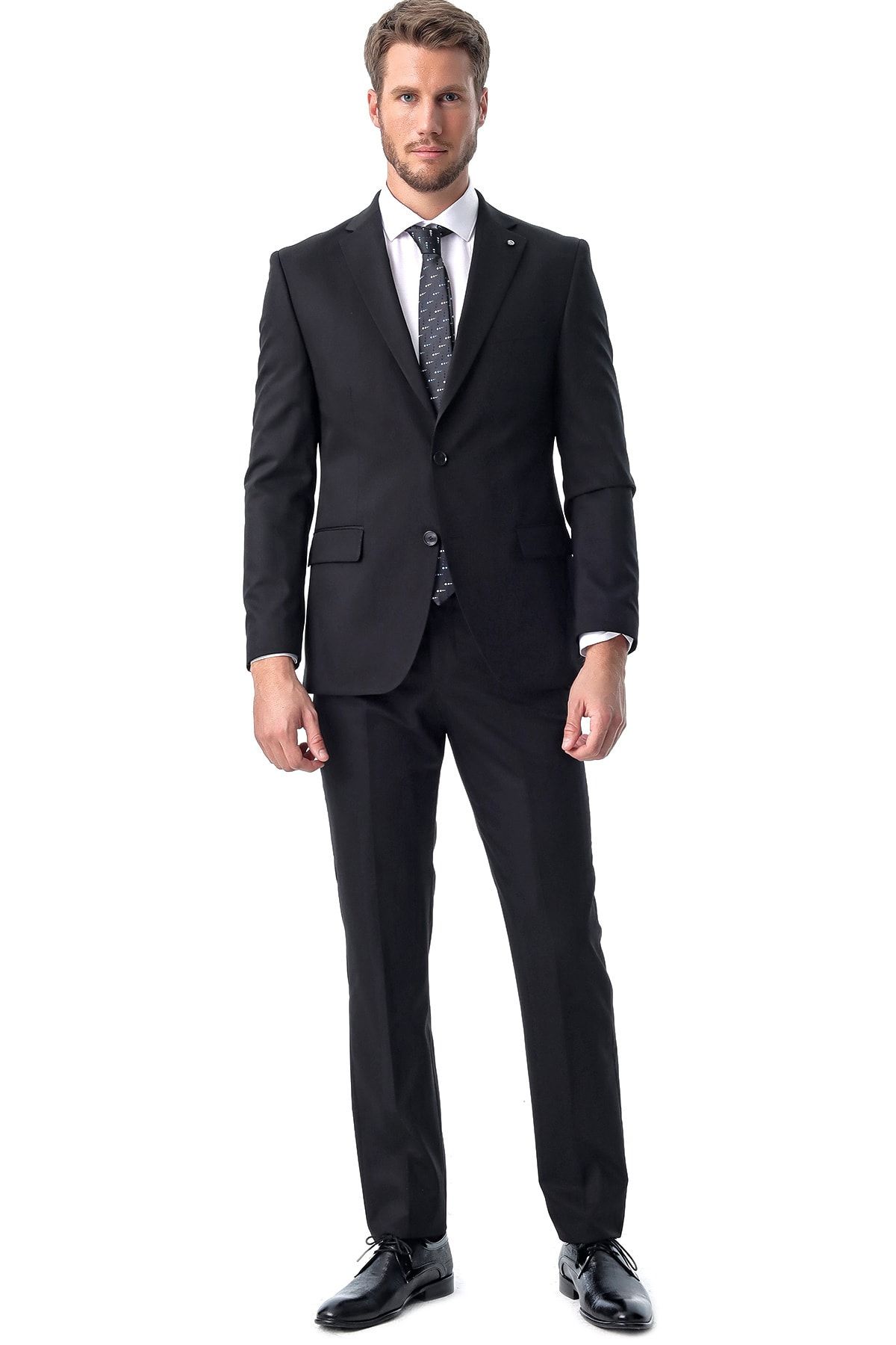 Morven Erkek Siyah Basic Dynamik Fit Takım Elbise MB8086