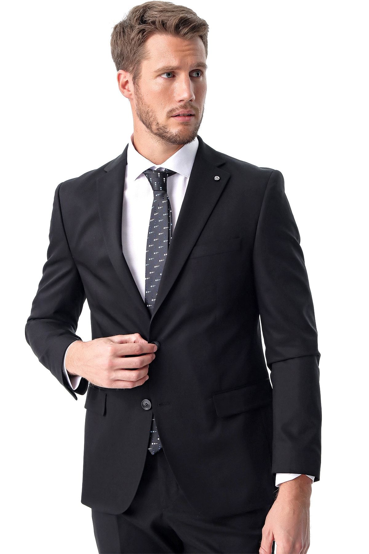 Morven Erkek Siyah Basic Dynamik Fit Takım Elbise MB8086