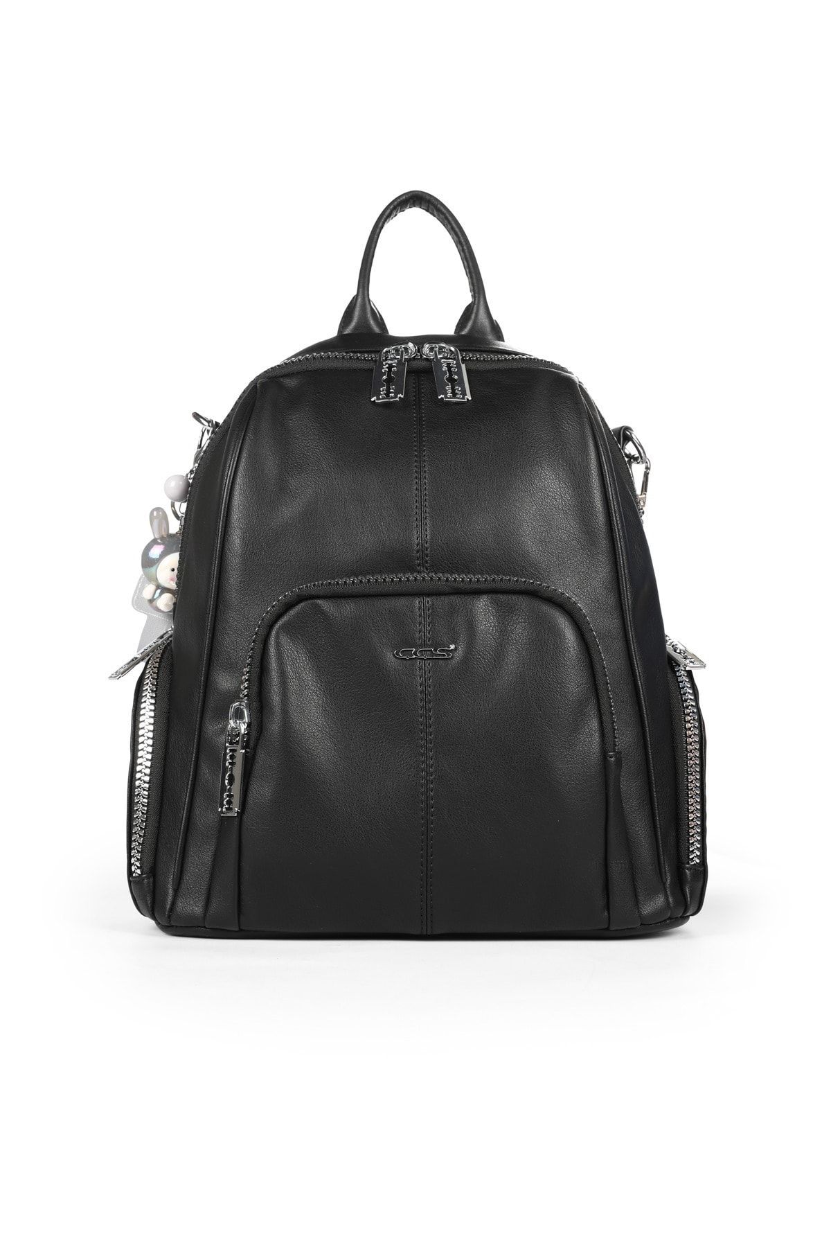 Black soft leather discount backpack