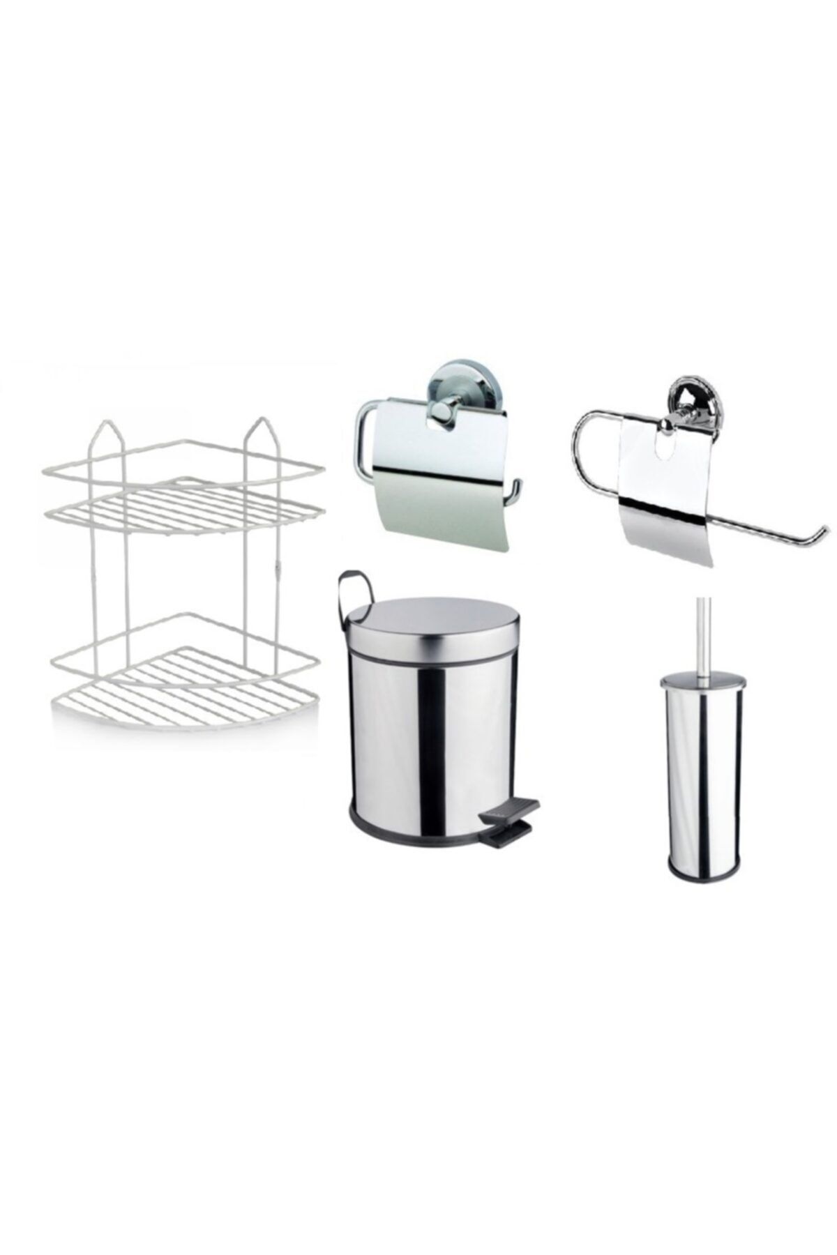 RENK YAPI RÜYASI Baie Wc Toaletă Coș De Gunoi 5lt + Raft Cu 2 Niveluri + Suport Pentru Prosoape + Suport Pentru Hârtie + Perie Set De 5 - Mărime unică