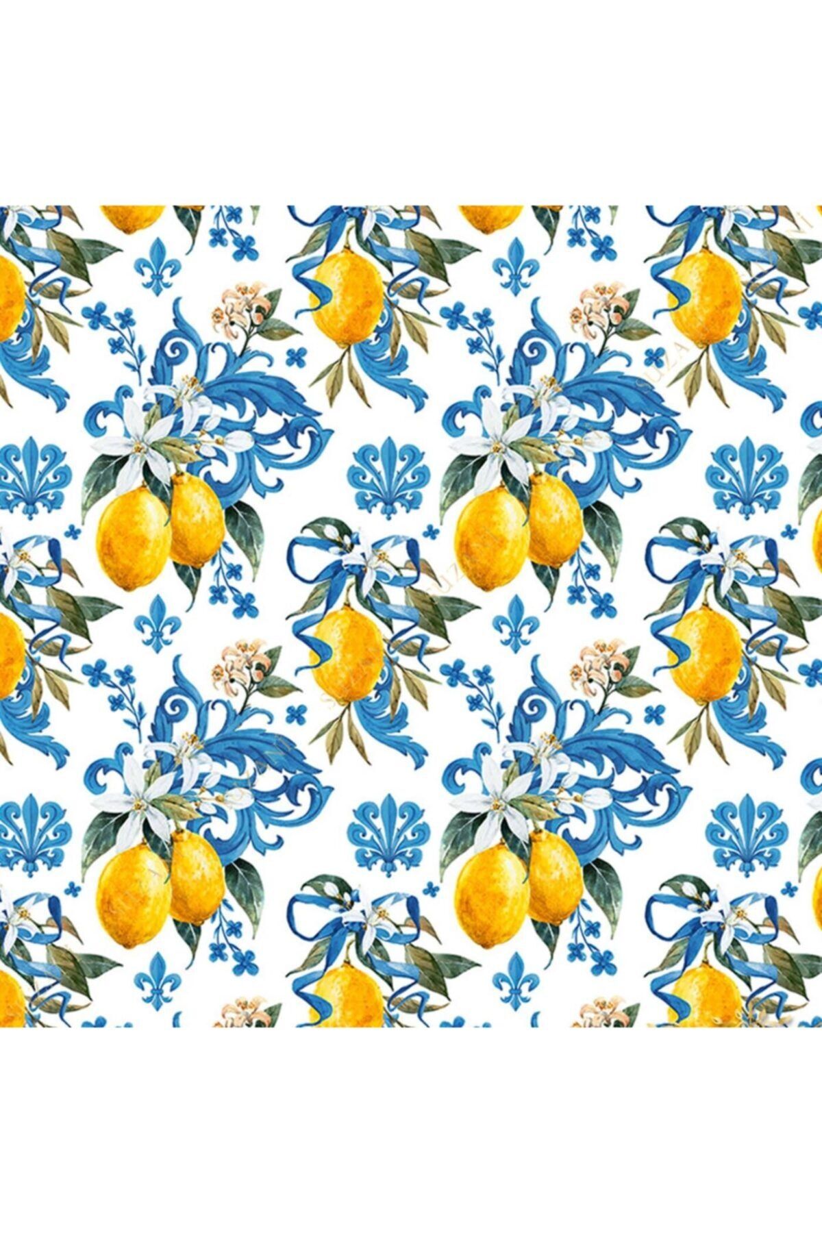 SUZANİ-Baroque Style Lemon Patterned Digital Printed Fabric Kms-1036 3