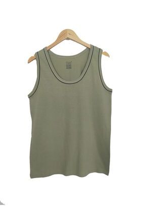 Erkek Askılı Çağla Yeşil Ara Biyeli Basic T-shirt RFTS296