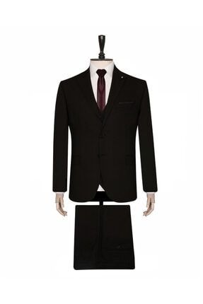 Yelekli Siyah Slim Fit Takım Elbise 1642549
