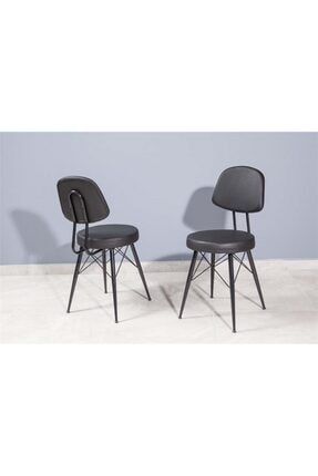 Sandalye Cafesi 1 Adet 45 Cm Metal Ayaklı Deri Eyfel Sırtlı Sandalye Sc219326