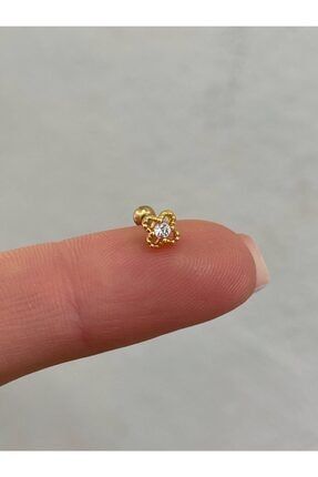 Mini Çiçek Figürlü Gold Yeni Tragus Helix Kulak Piercing Miniçiçek-New