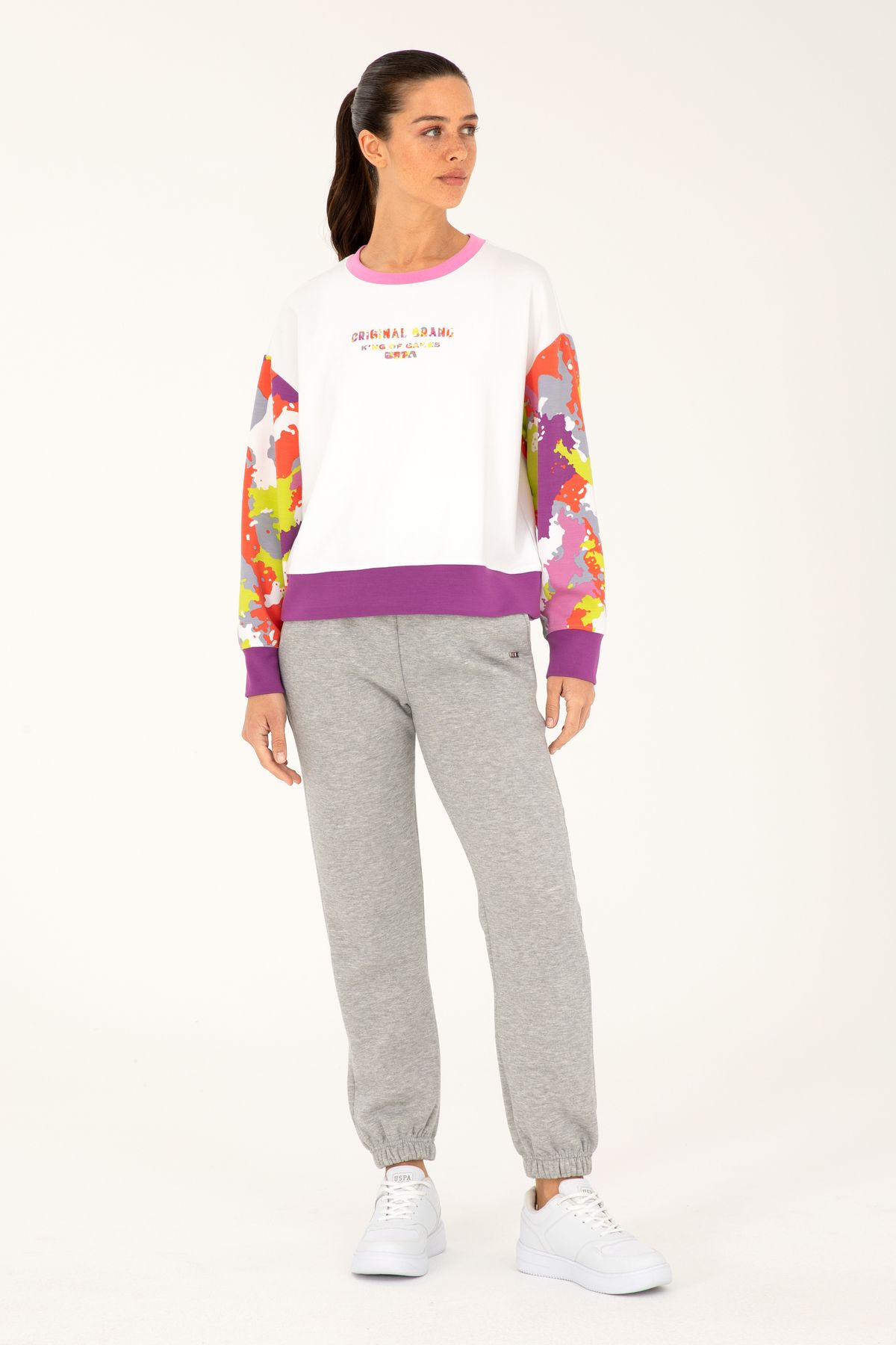 U.S. Polo Assn. Kad n Beyaz Sweatshirt 50284346 VR013 Kad n Giyim
