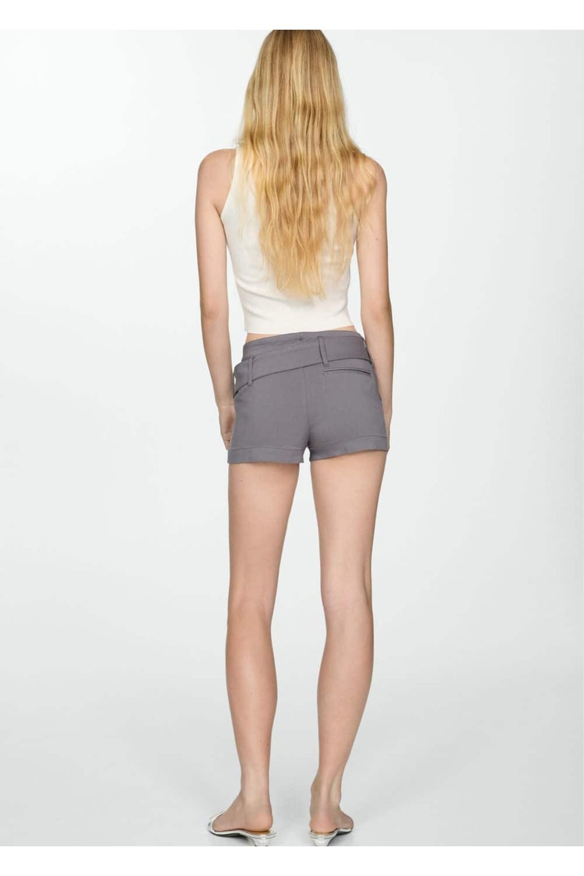 MANGO Woman-Asymmetrical Belted Shorts 4