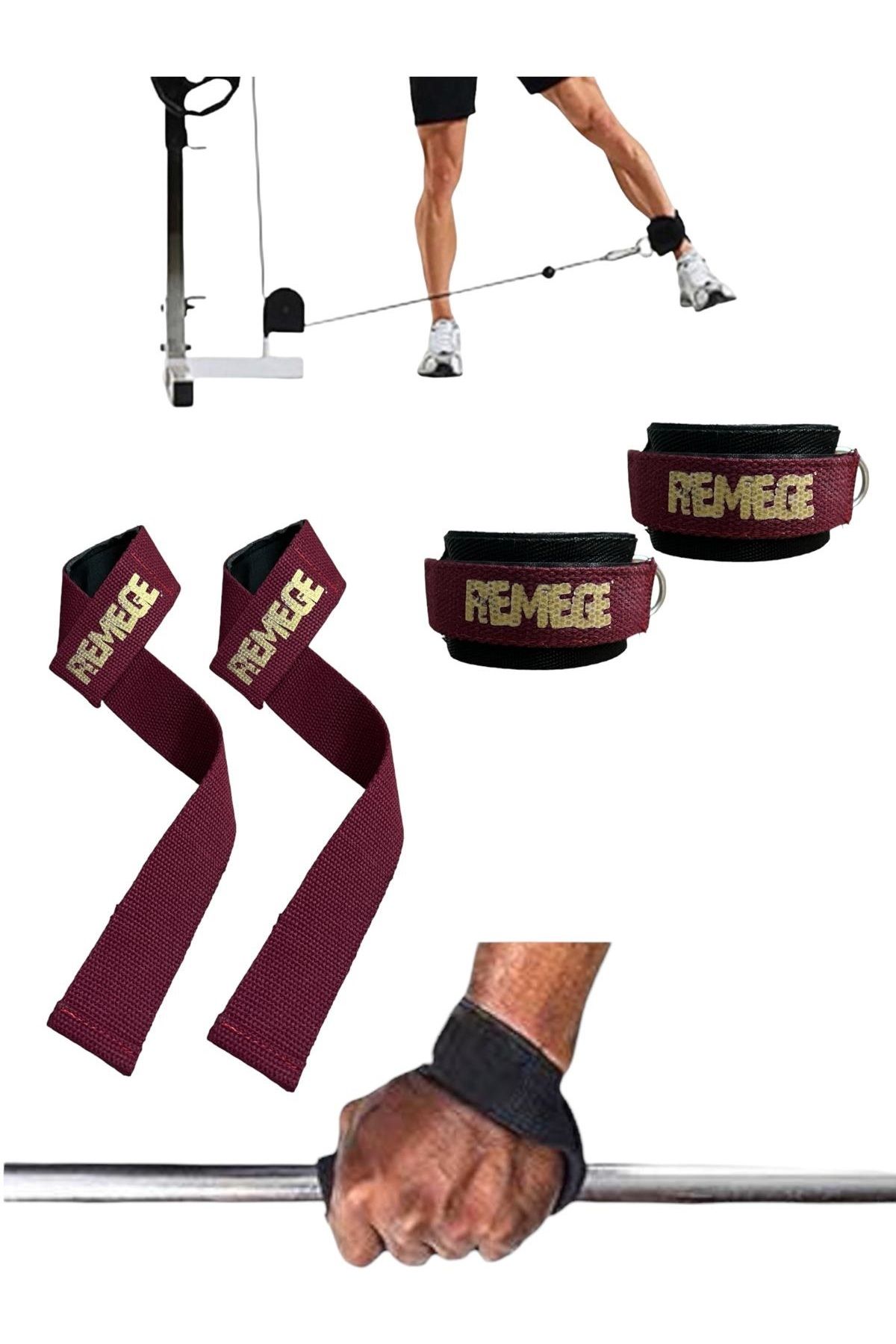 REMEGE Halter Ağırlık Kaldırma Kayışı Strap - D-Ring Fitness Reformer Crossfit Ayak Bilek Kayışı İkili Set