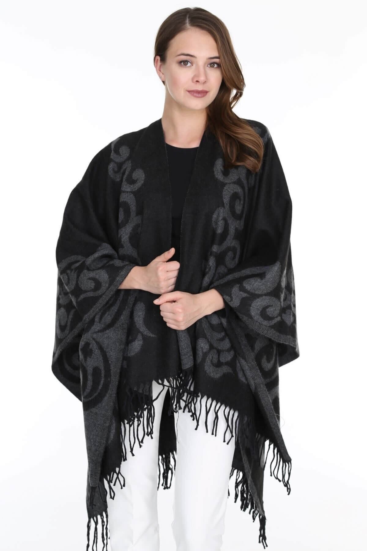 Patiska-Women's Smoked Selma Patterned Poncho 1163357 7