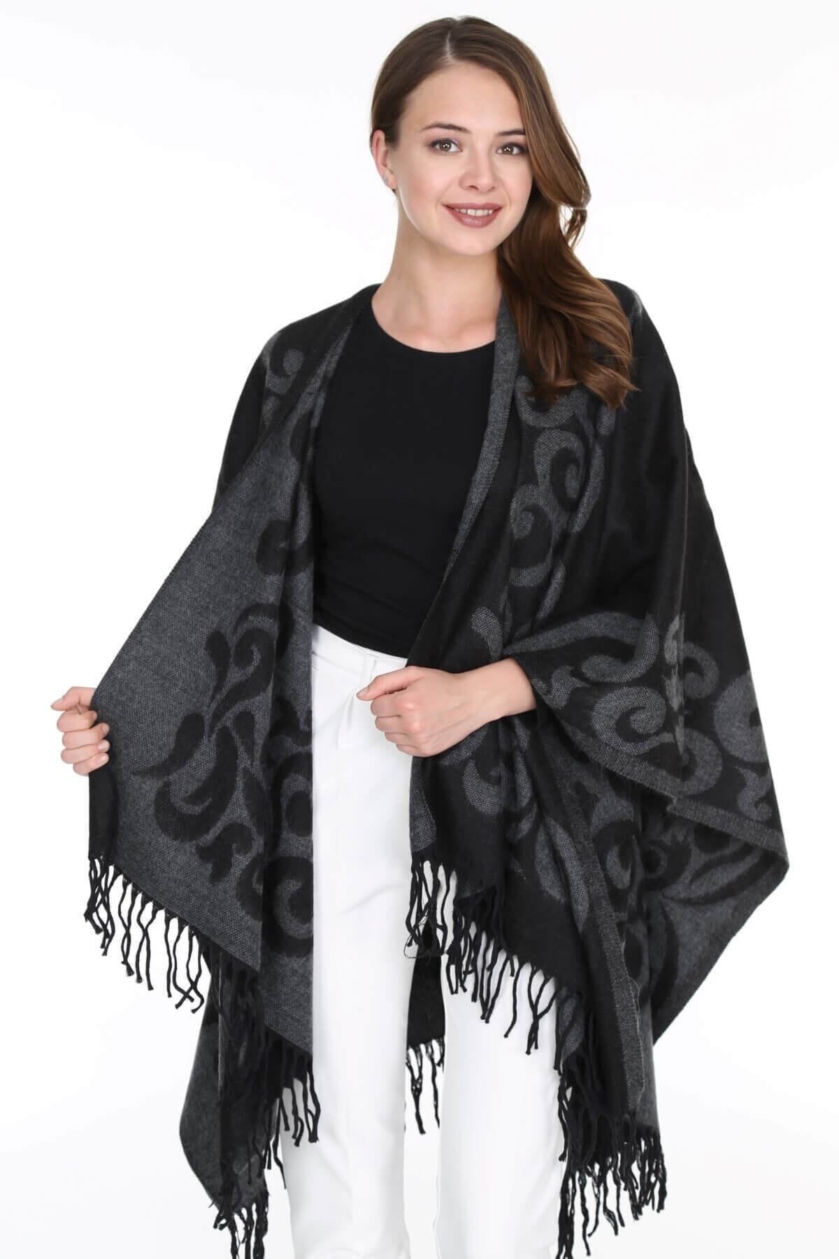 Patiska-Women's Smoked Selma Patterned Poncho 1163357 6