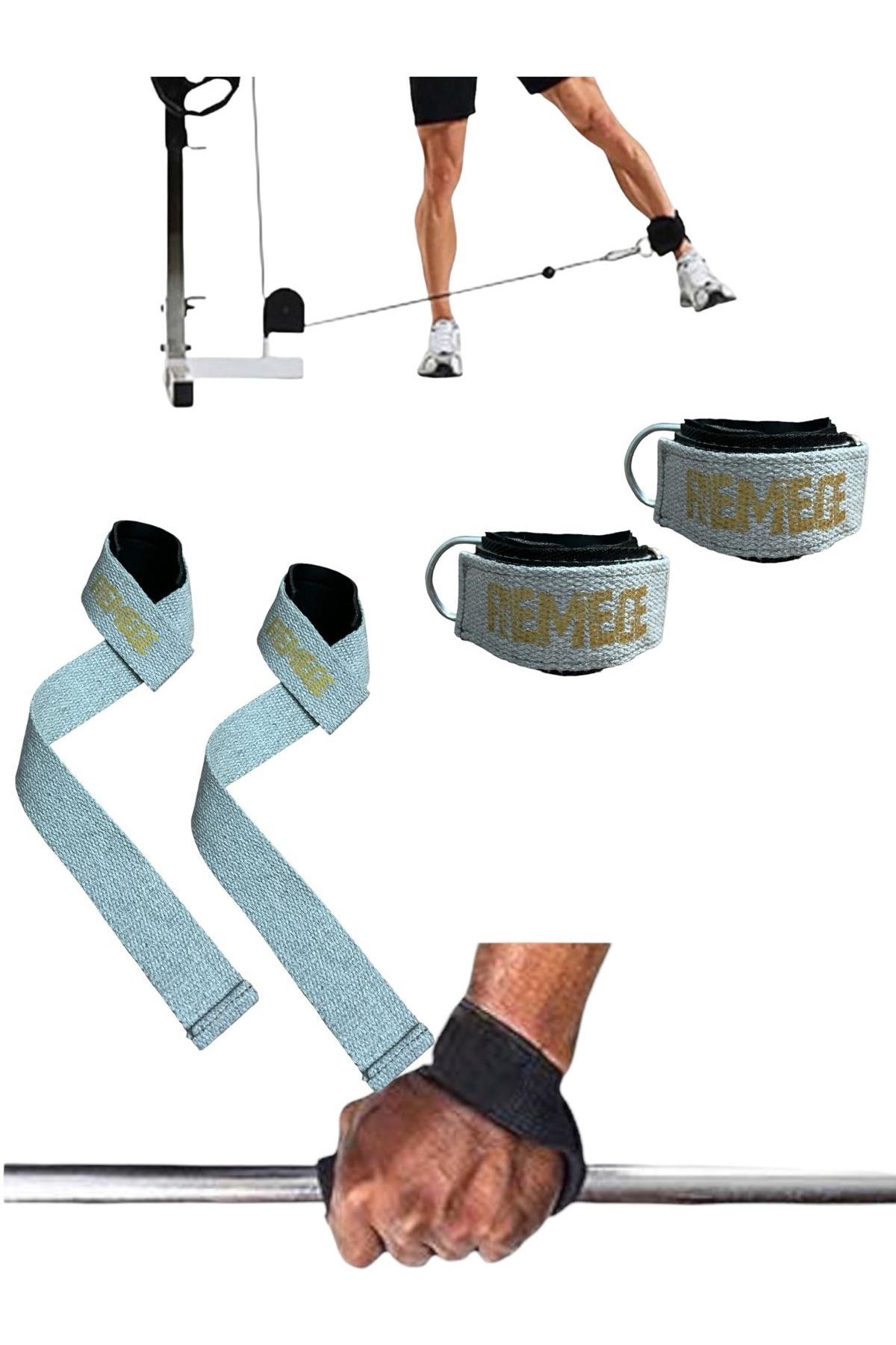 REMEGE Halter Ağırlık Kaldırma Kayışı Strap - D-Ring Fitness Reformer Crossfit Ayak Bilek Kayışı İkili Set