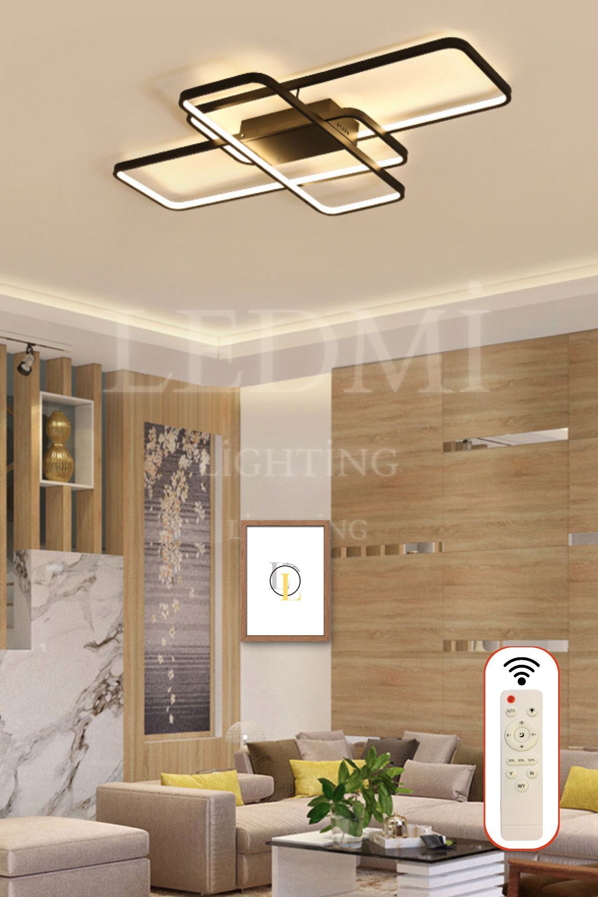 NZL Lighting Yüksek Aydınlatmalı Dikdörtgen Siyah Tavan Led