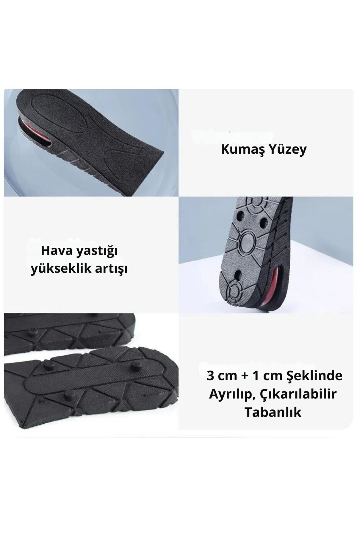 Hava Yastıklı, 3 Ve 4,5 Cm Eklemeli Boy Uzatan , Gizli Topuk Yükseltici, Boy Uzatıcı Tabanlık 5