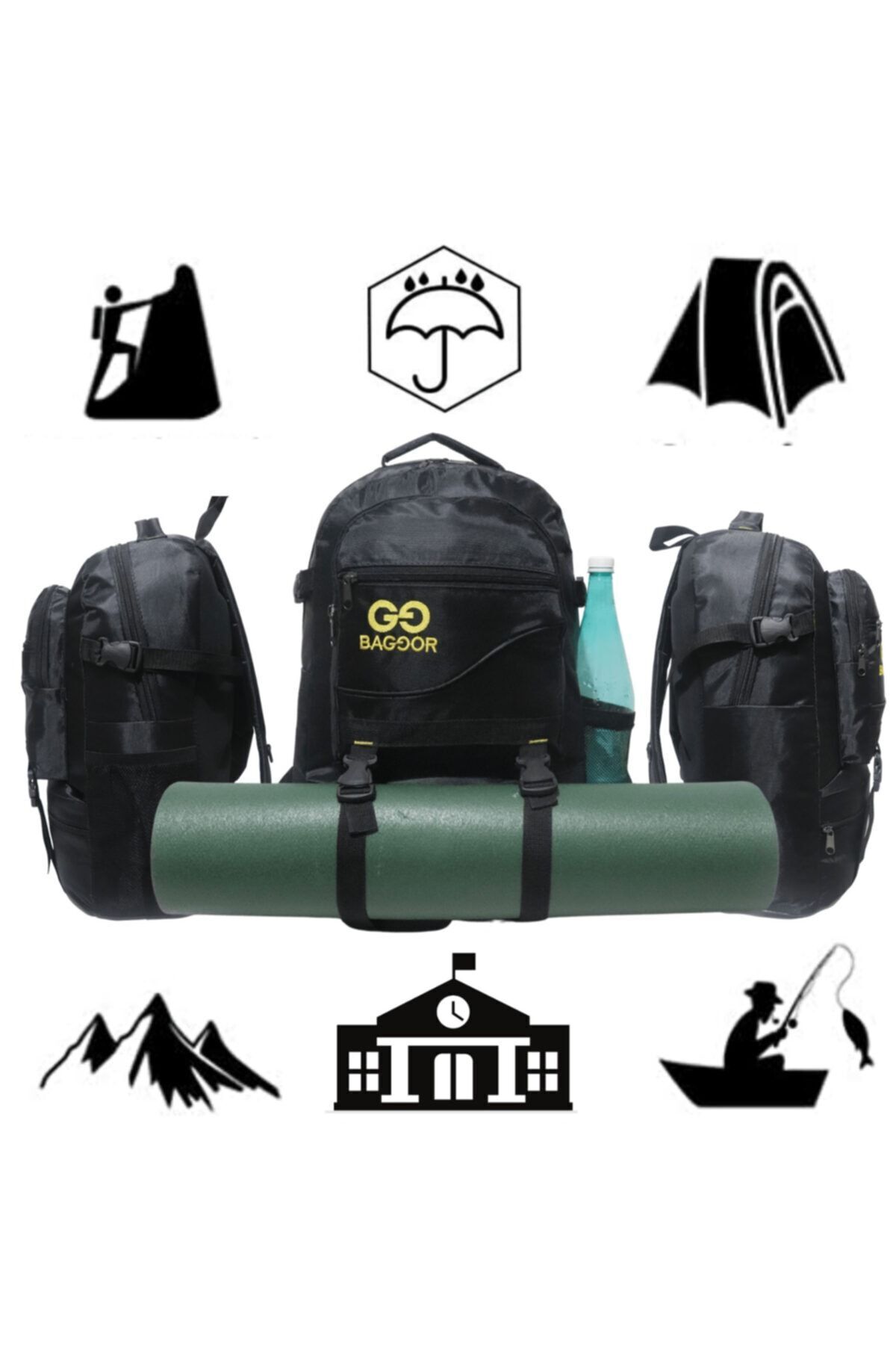 کوله پشتی زنانه مشکی Baggor | 45032165 اورجینال - تصویر 6