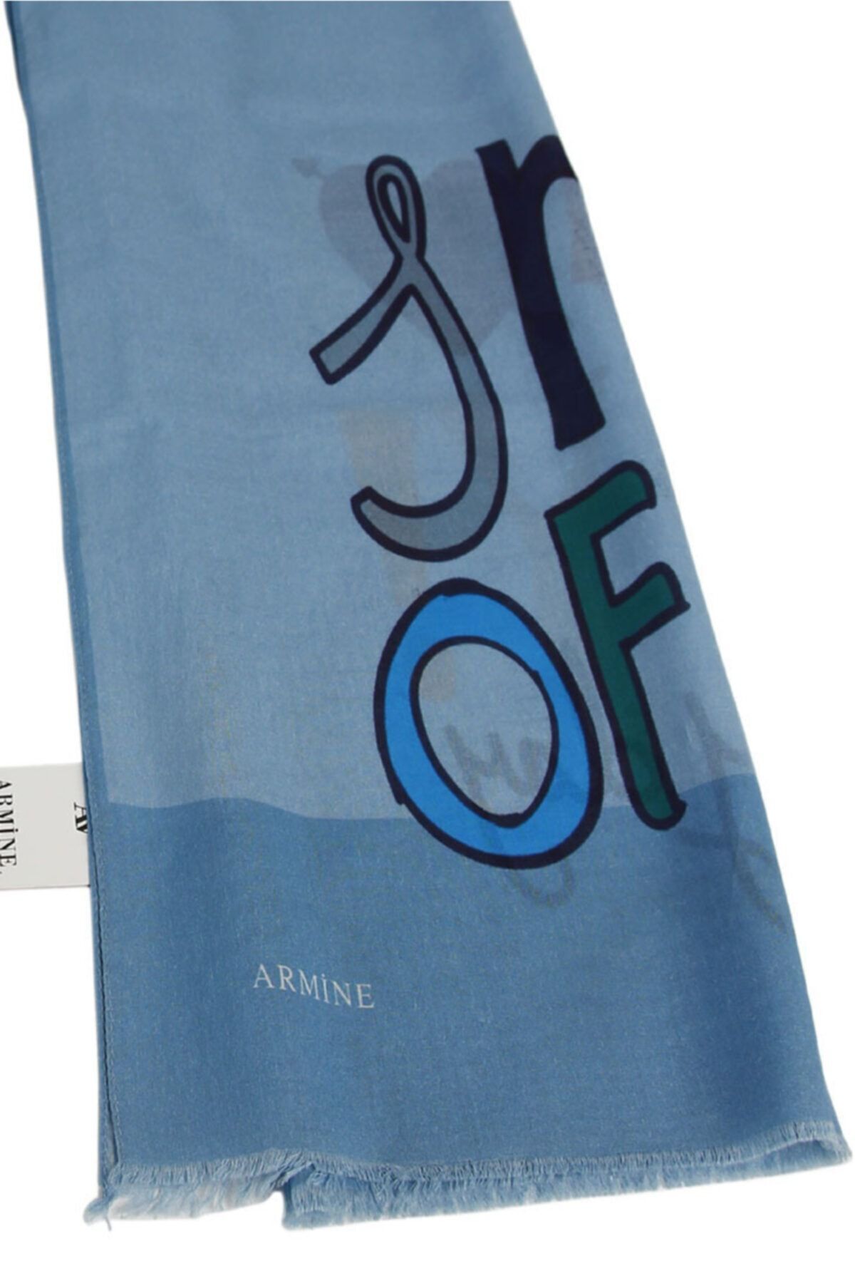 شال زنانه آبی آرمینه | YAZILI01 اورجینال - تصویر 2