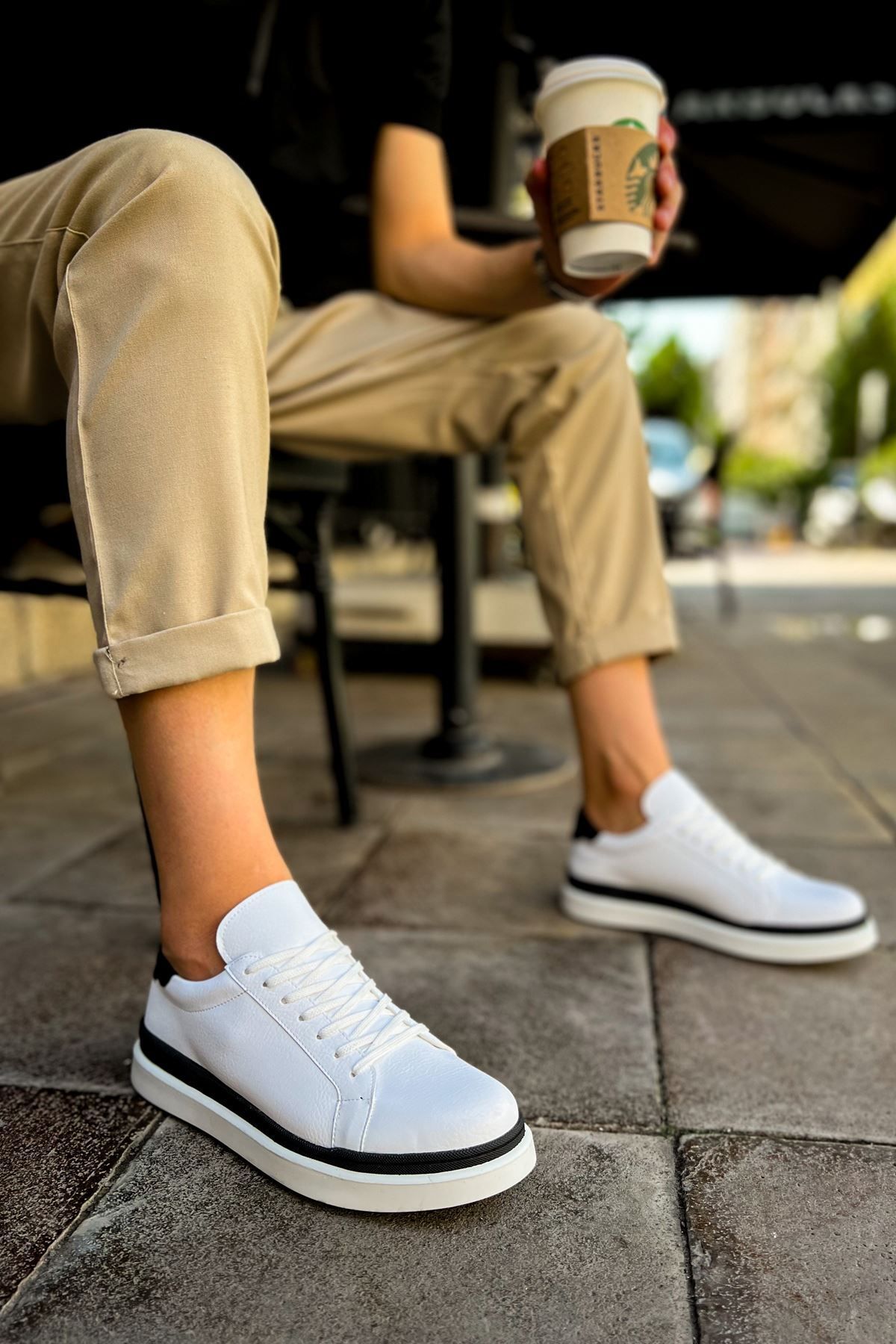 BZ Moda Santoni B979 - Pantofi Pentru Bărbați Cu Talpă Ortopedică Alb/negru Cbt Masculin - 42